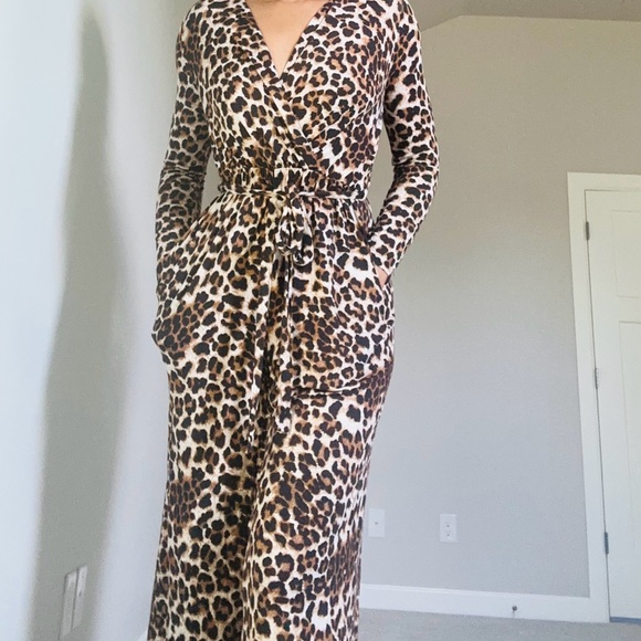Leopard Print Wrap Jumpsuit - Picture 9 of 9